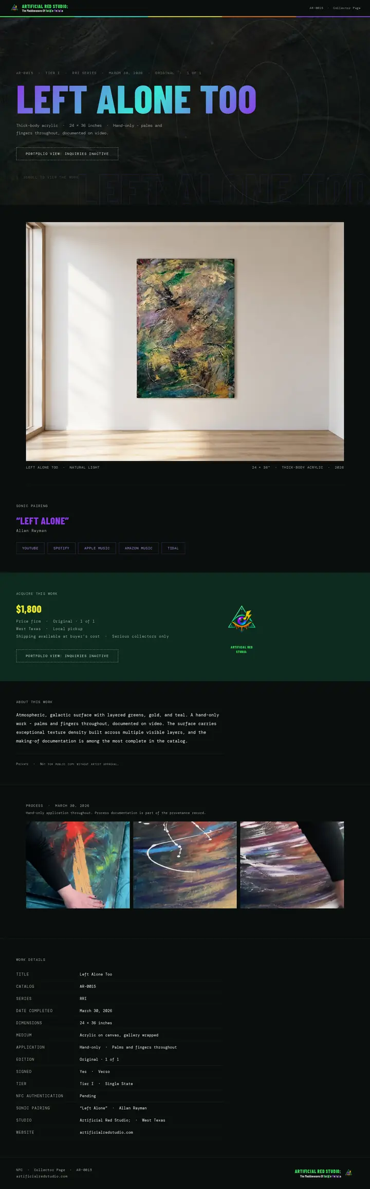 The full Left Alone Too (AR-0015) collector page.